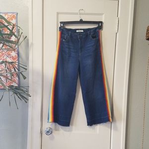 Highwaisted Rainbow Flare Jean
